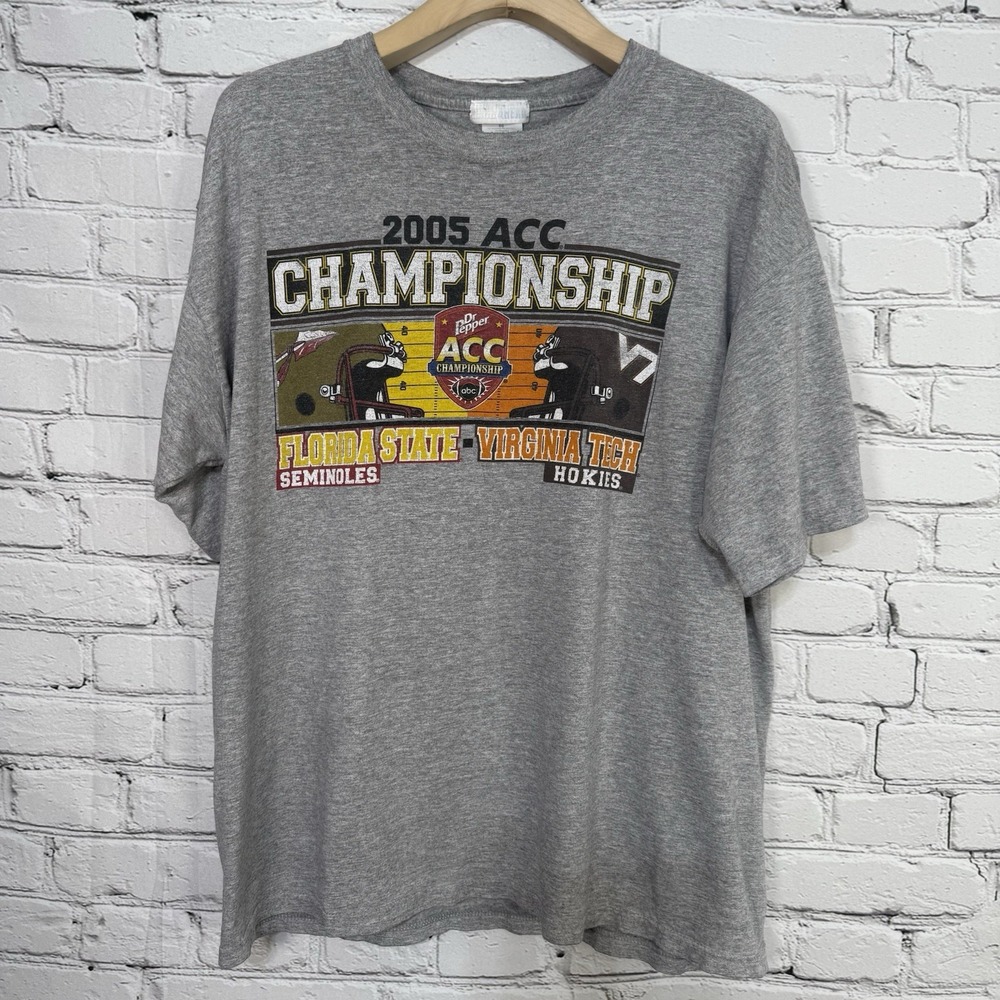 Vintage 2005 Inaugural ACC Championship Official T Shirt Seminoles vs Hokies‎ XL